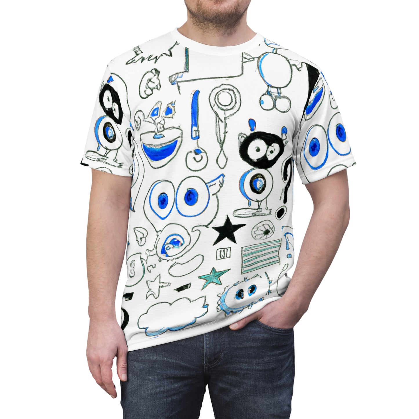 Blue Doodles Tee (AOP)