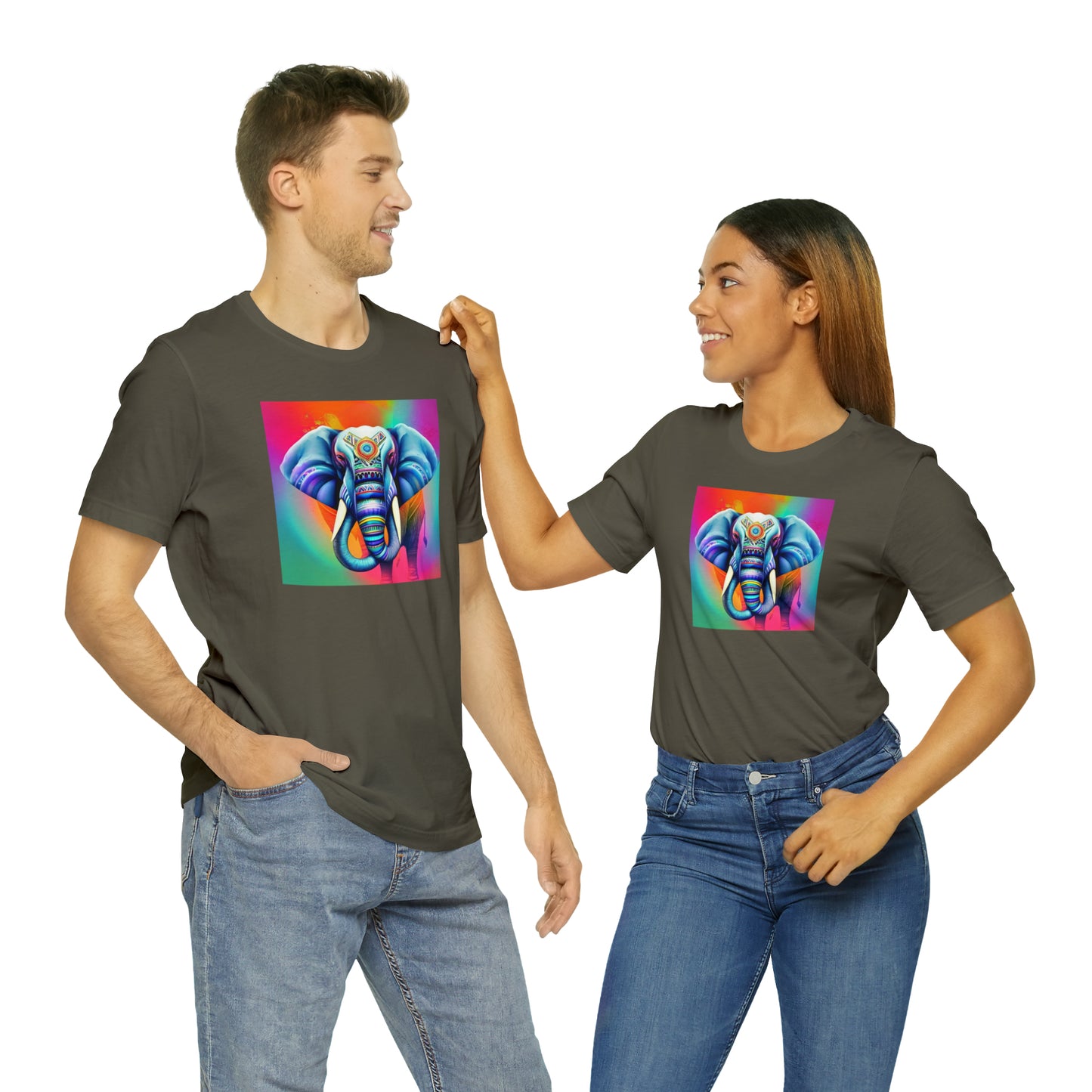 Decorated Elephant Ranibow Tee