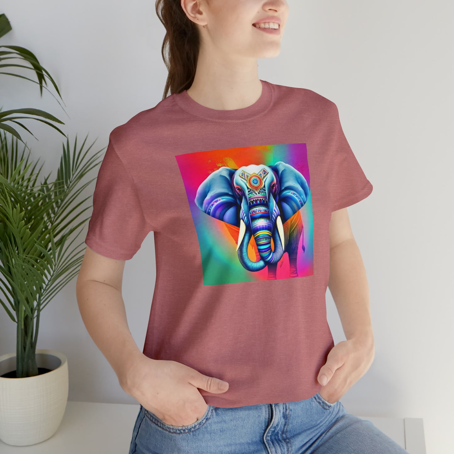 Decorated Elephant Ranibow Tee
