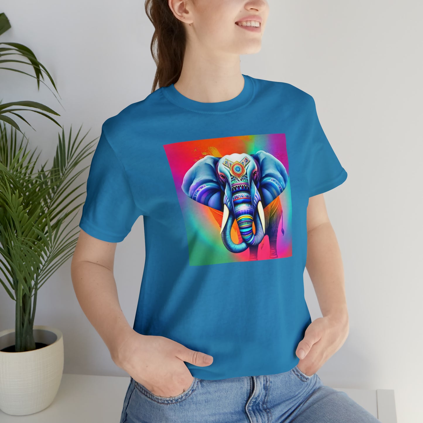 Decorated Elephant Ranibow Tee