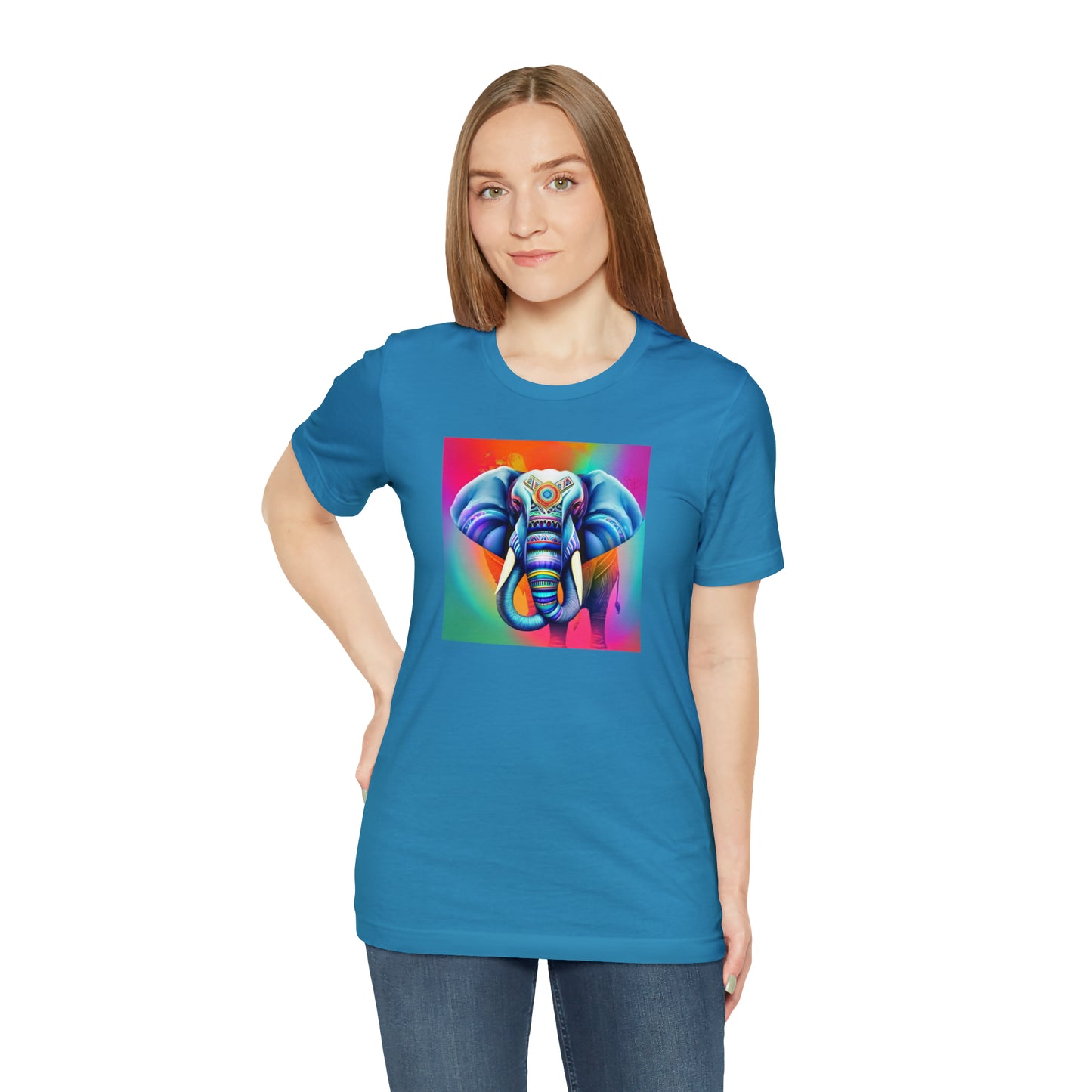 Decorated Elephant Ranibow Tee