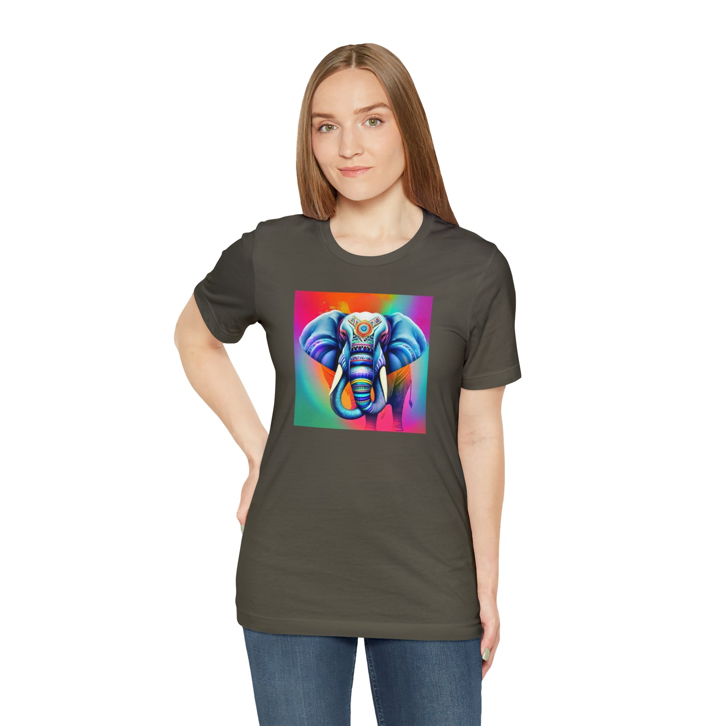 Decorated Elephant Ranibow Tee